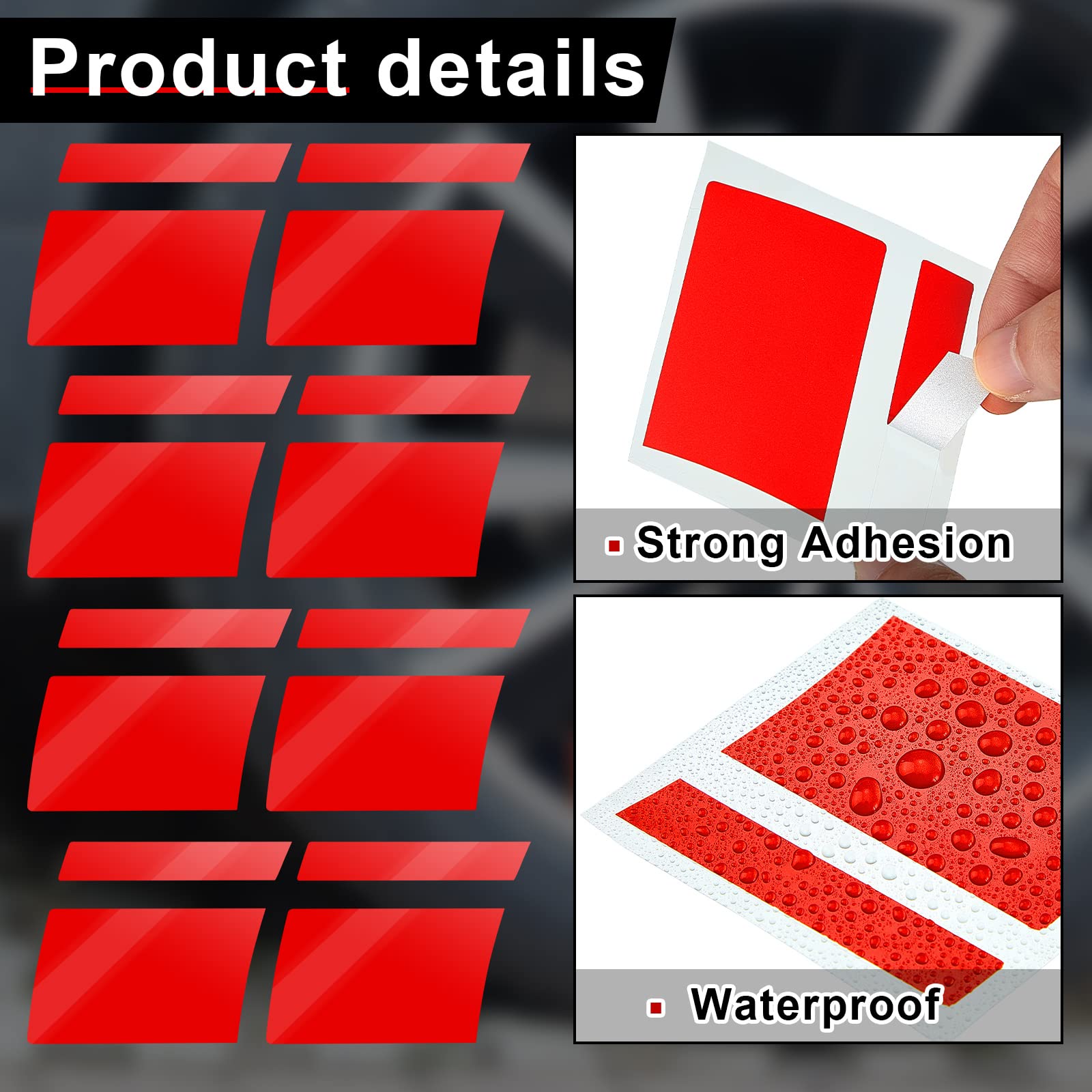 ZIBUYU 8 Sheet Red Reflective Sticker Car Wheel Decoration Sticker PVC Car Wheel Decal Sticker, Safey Reflective Sticker Self Adhesive Waterproof Car Wheel Sticker for 18''-21'' Wheels ZIBUYU 8 Sheet Red Reflective Sticker Car Wheel Decoration Sticker PVC Car Wheel Decal Sticker, Safey Reflective Sticker Self Adhesive Waterproof Car Wheel Sticker for 18''-21'' Wheels